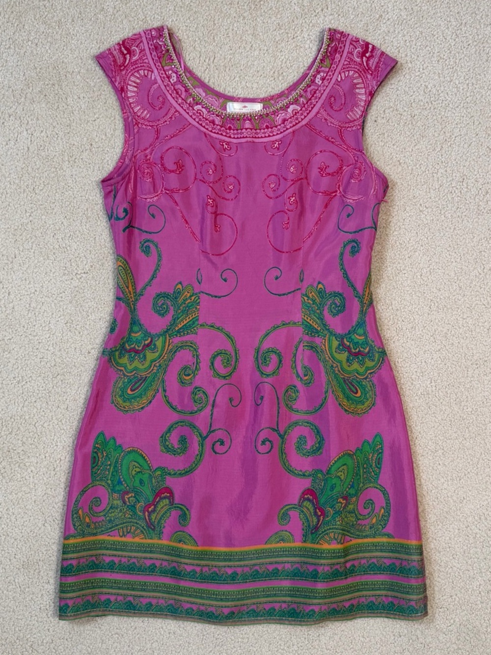 River Island Beaded Pink & Green Mini Dress